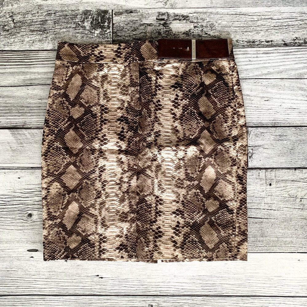 MICHAEL Michael Kors Snakeskin Print Belted Mini Pencil Skirt